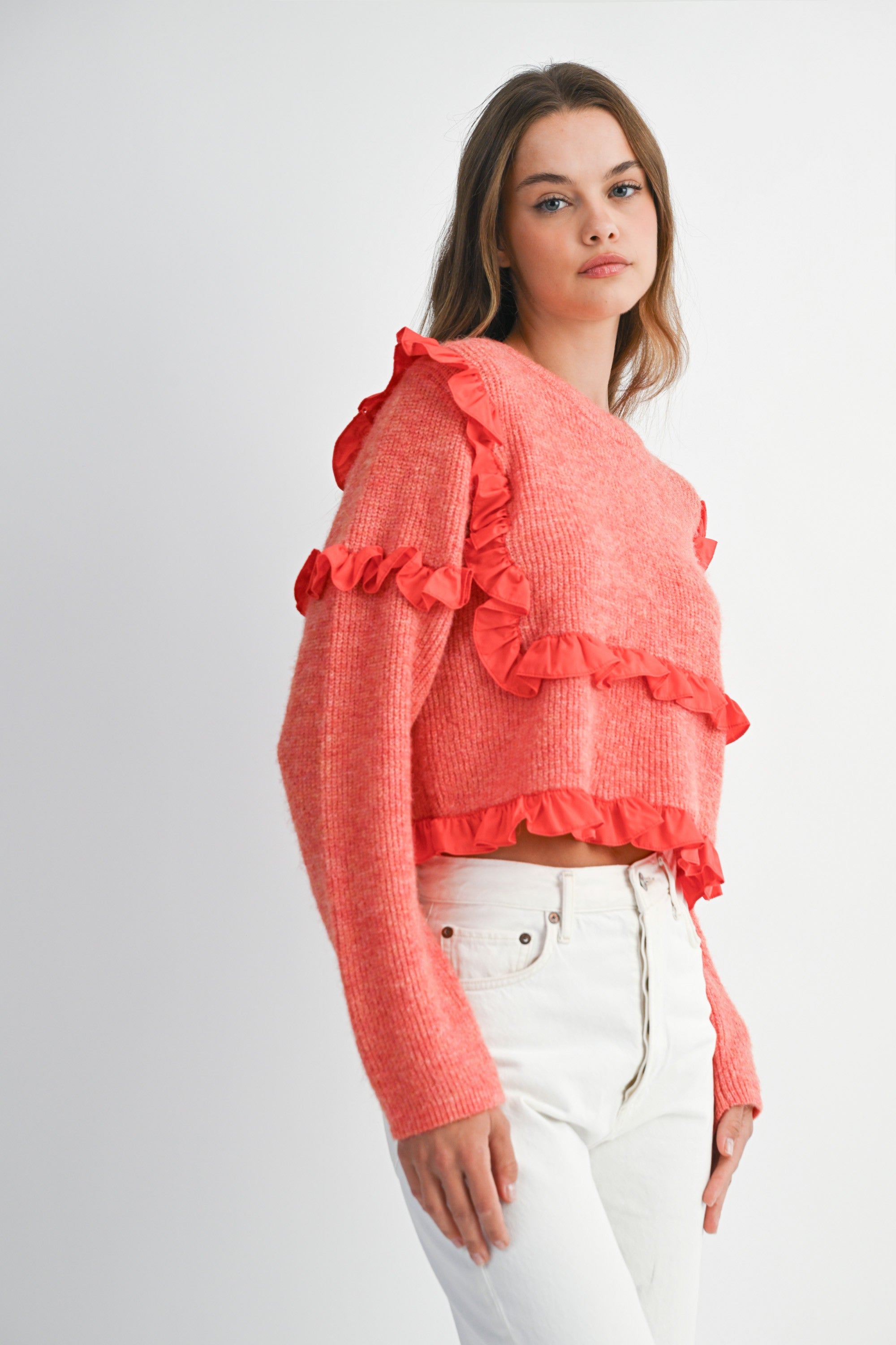 So Many Likes Ruffle Sweater