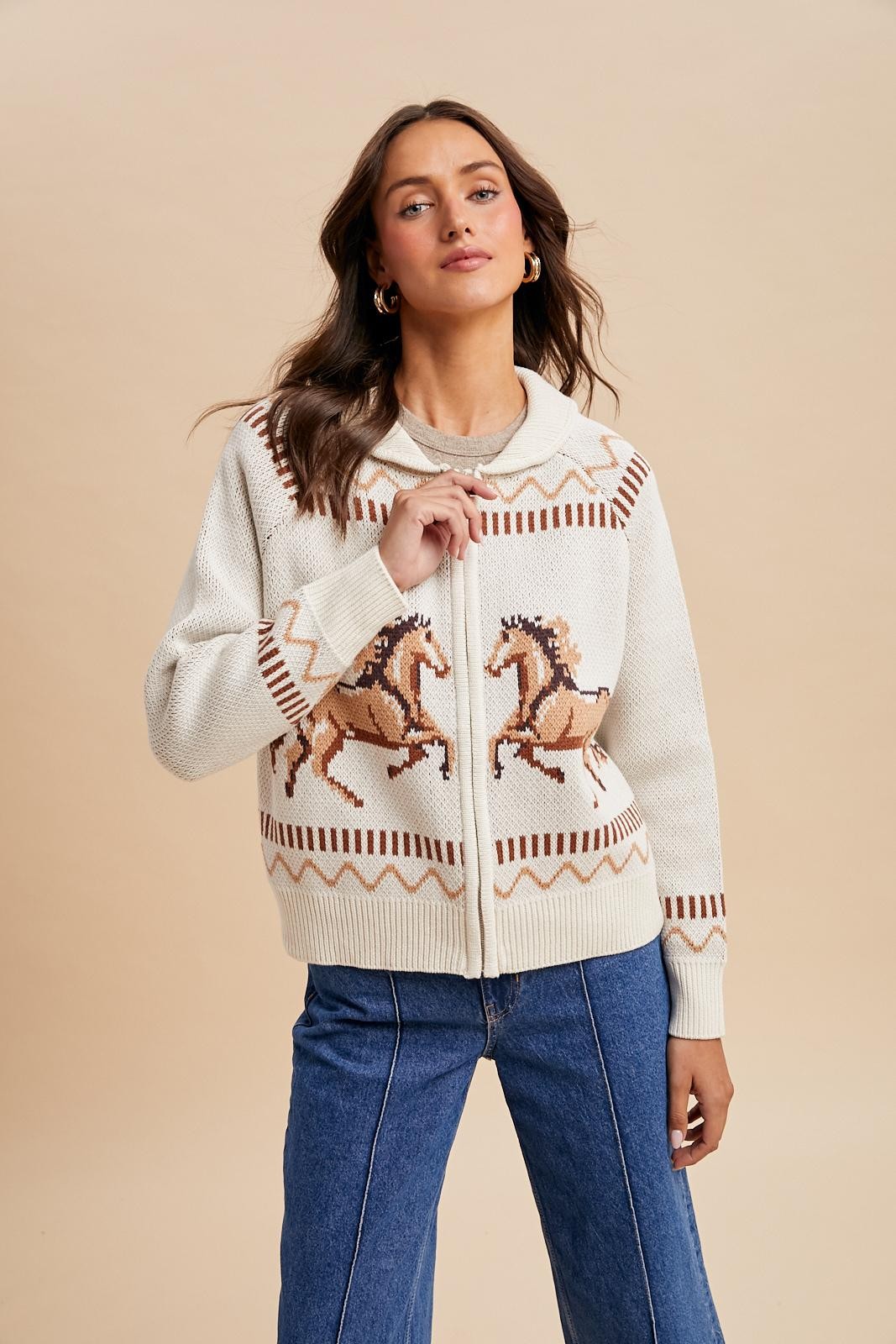 Wild Mare Knit Zip Up Cardigan