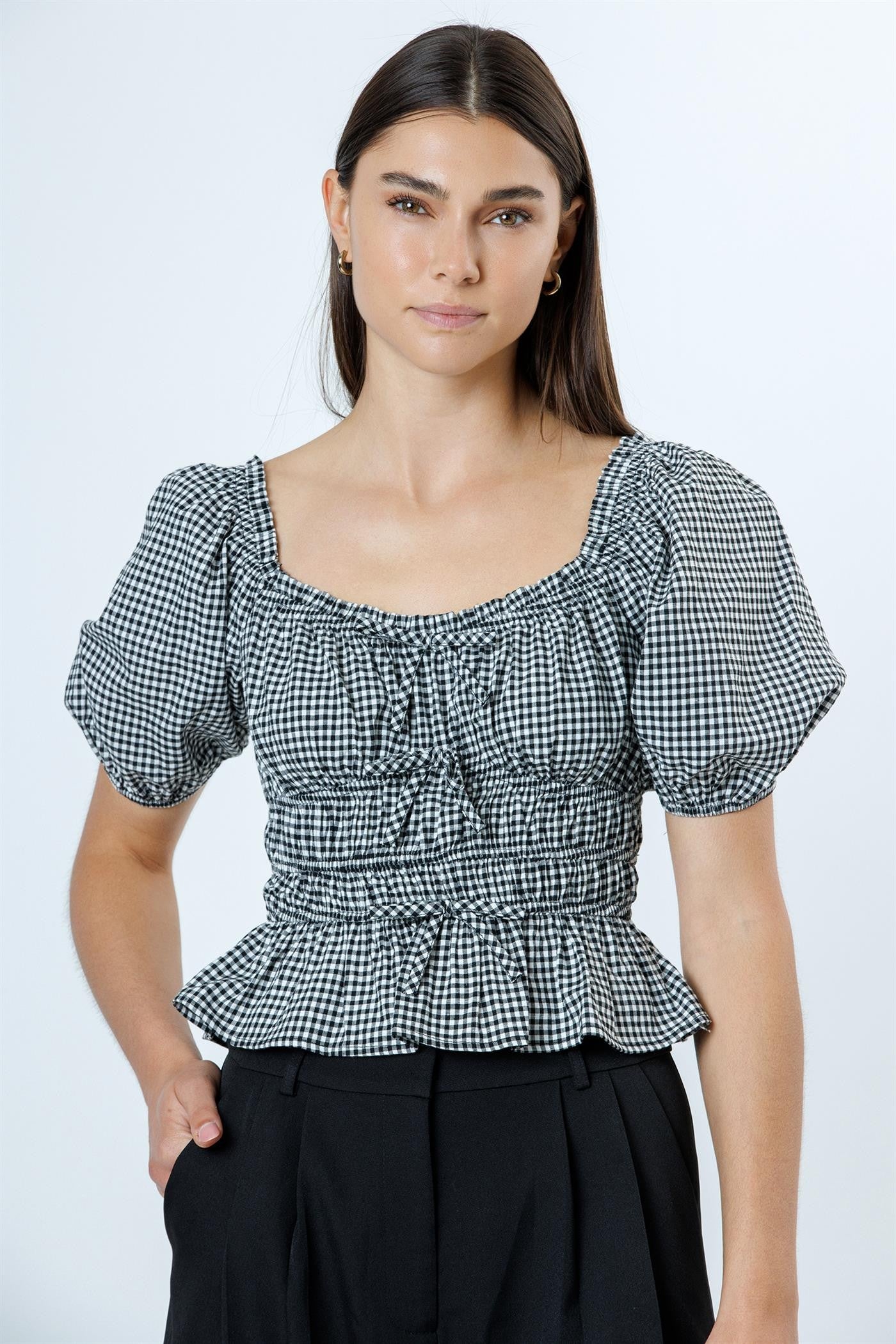 Gingham Darling Top (Black)