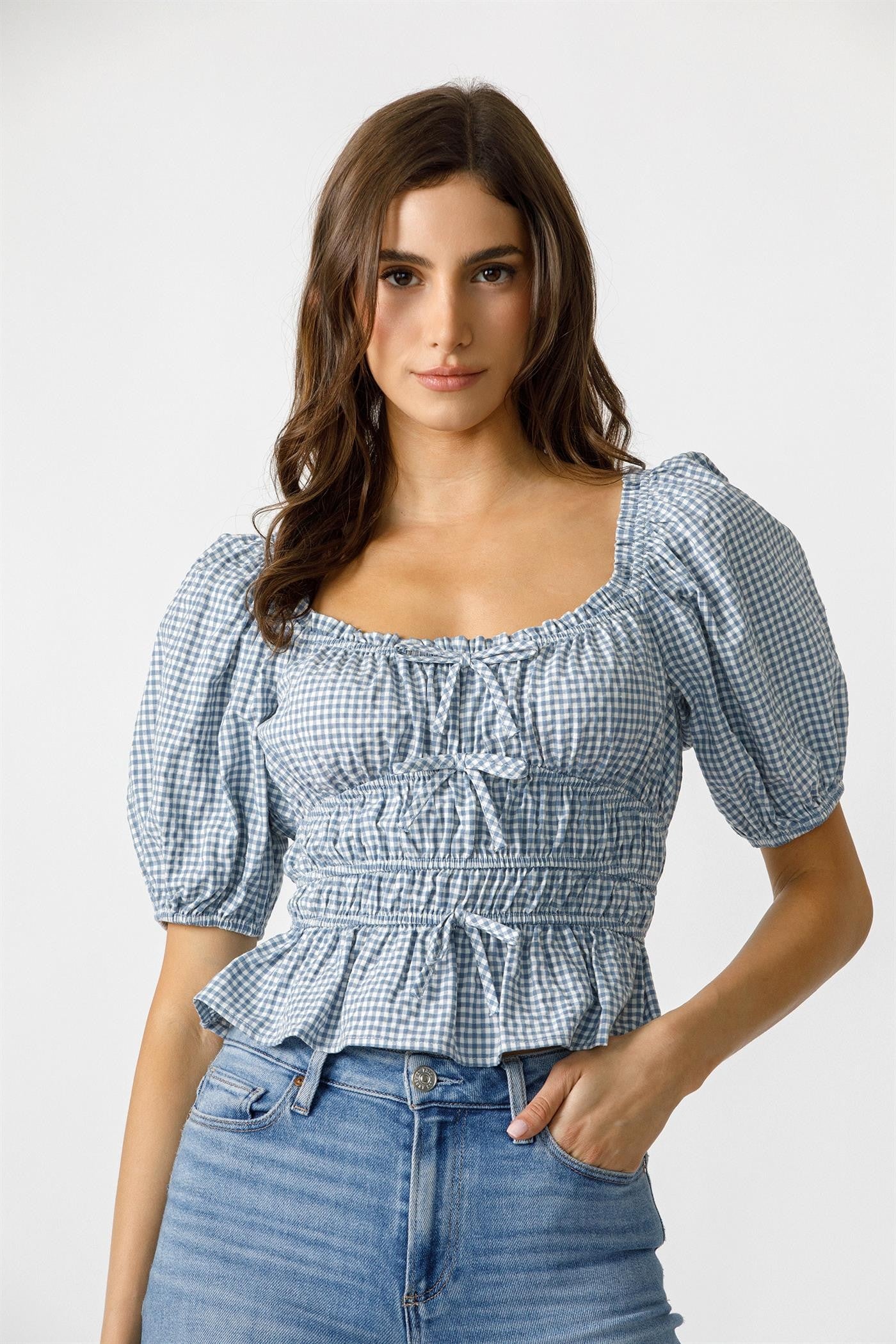 Gingham Darling Top (Blue)