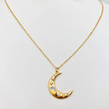 Golden Star Moon Opal Necklace