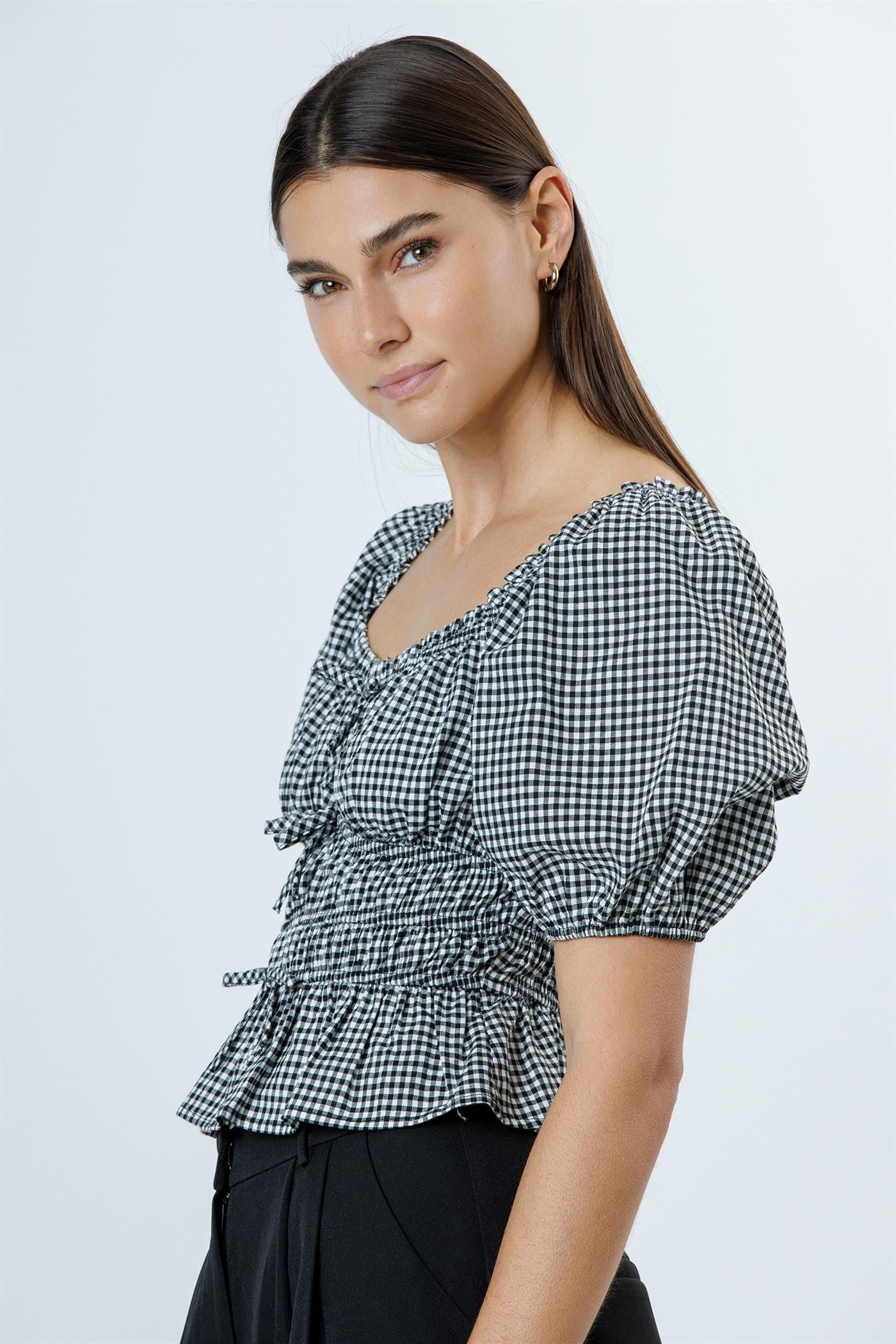 Gingham Darling Top (Black)