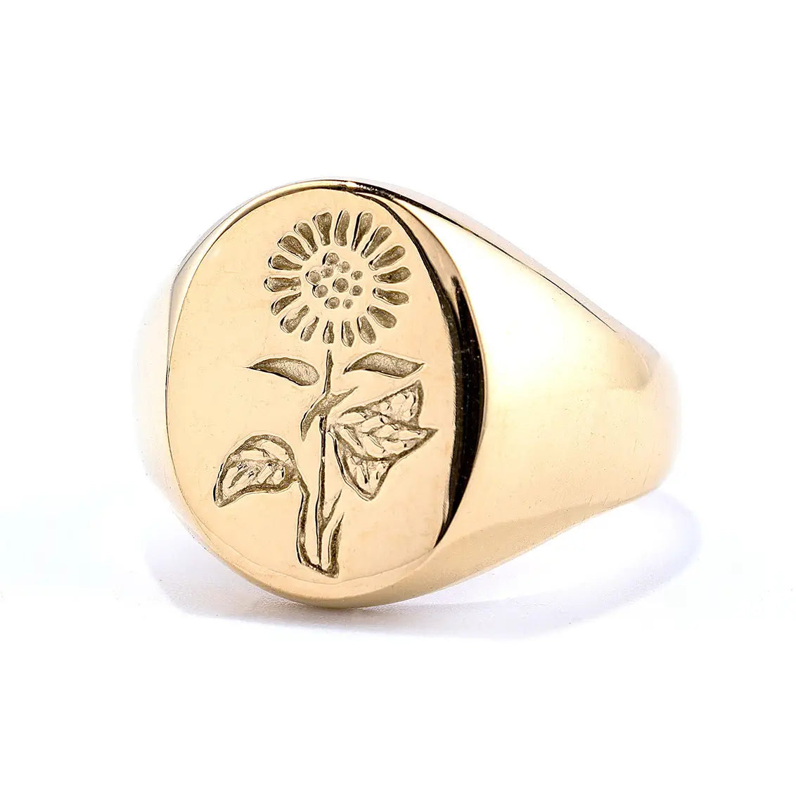 Glossed Surface Stainless Steel Sunflower Ring (Gold)