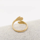 Hands Cuddling Gold Plated Stainless Steel Adjustable Ring