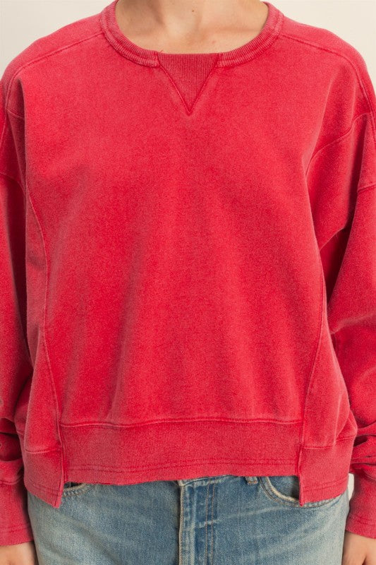Oversized Soft Rewind Pullover (Red)