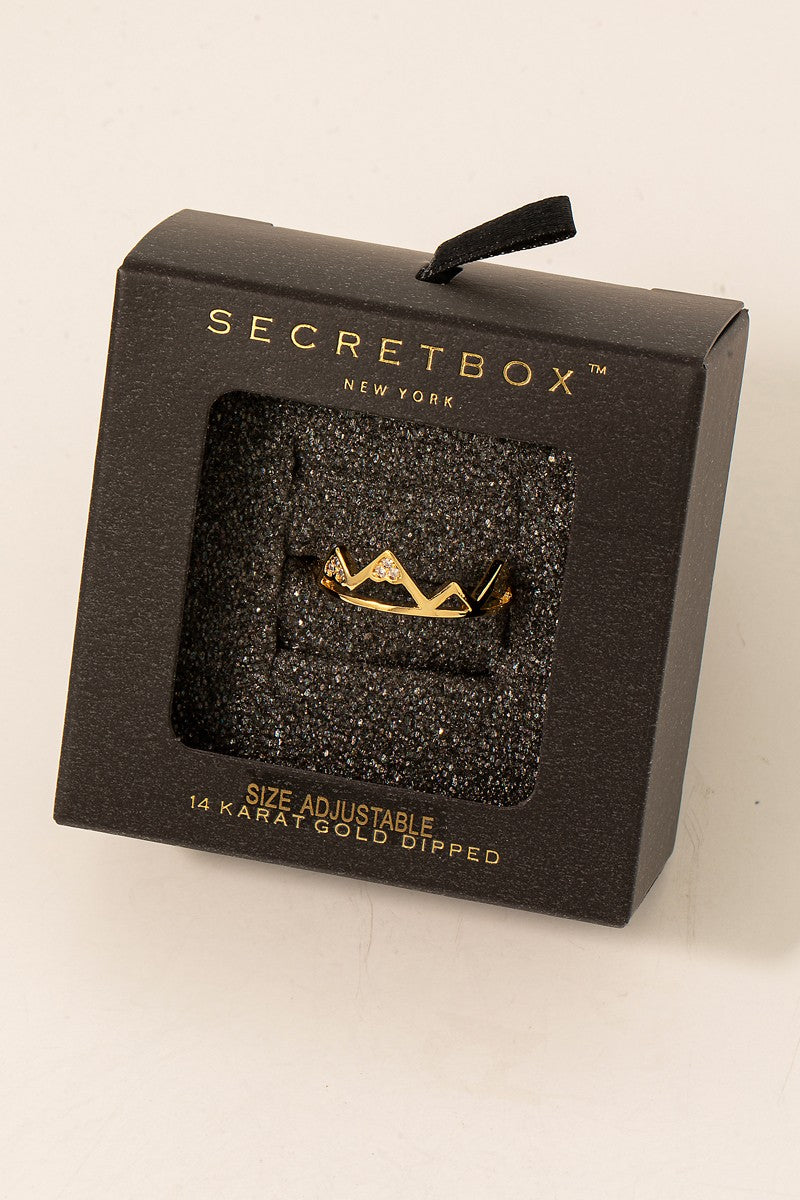 Studded Crown Open Band Ring (Gold)