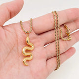 14k Gold-Plated Stainless Steel Snake Pendant Necklace