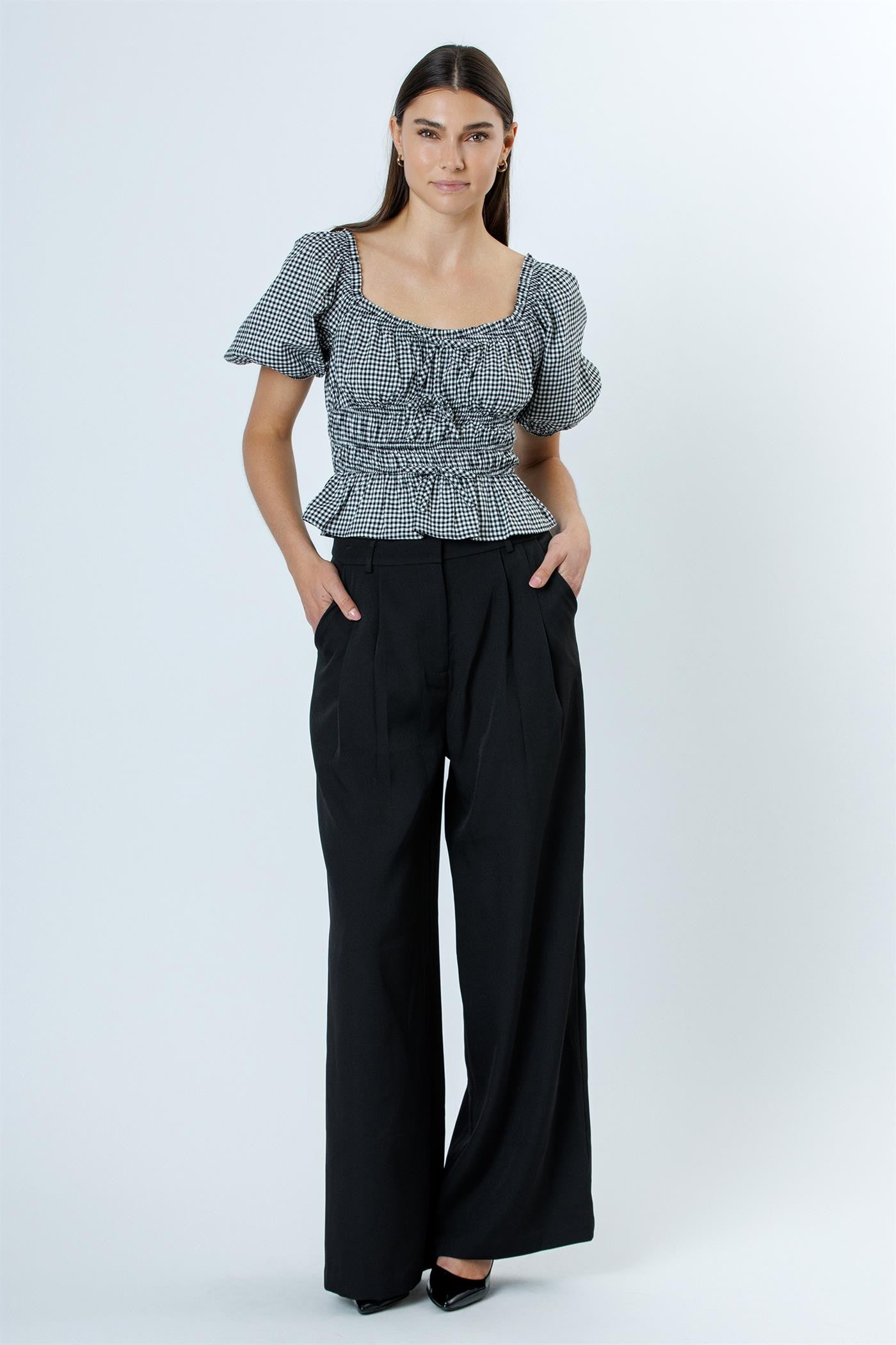 Gingham Darling Top (Black)