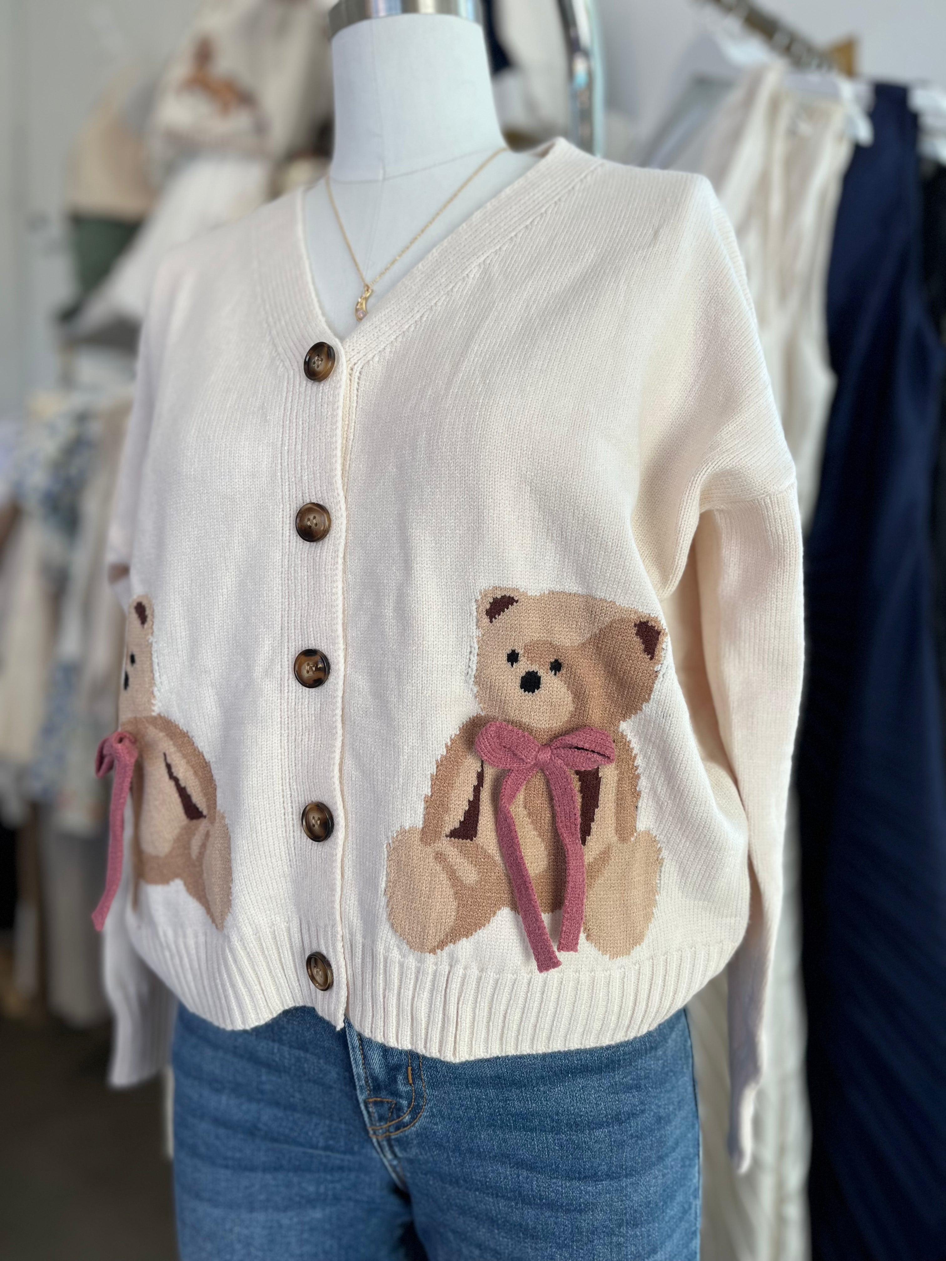 Teddy Dreams Button Down Sweater