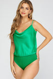 Cowl Neck Bodysuit (Green)