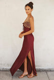 Lace And Satin Maxi Dress (Fig)