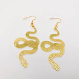 Gothic Hollow Snake Earrings Gold