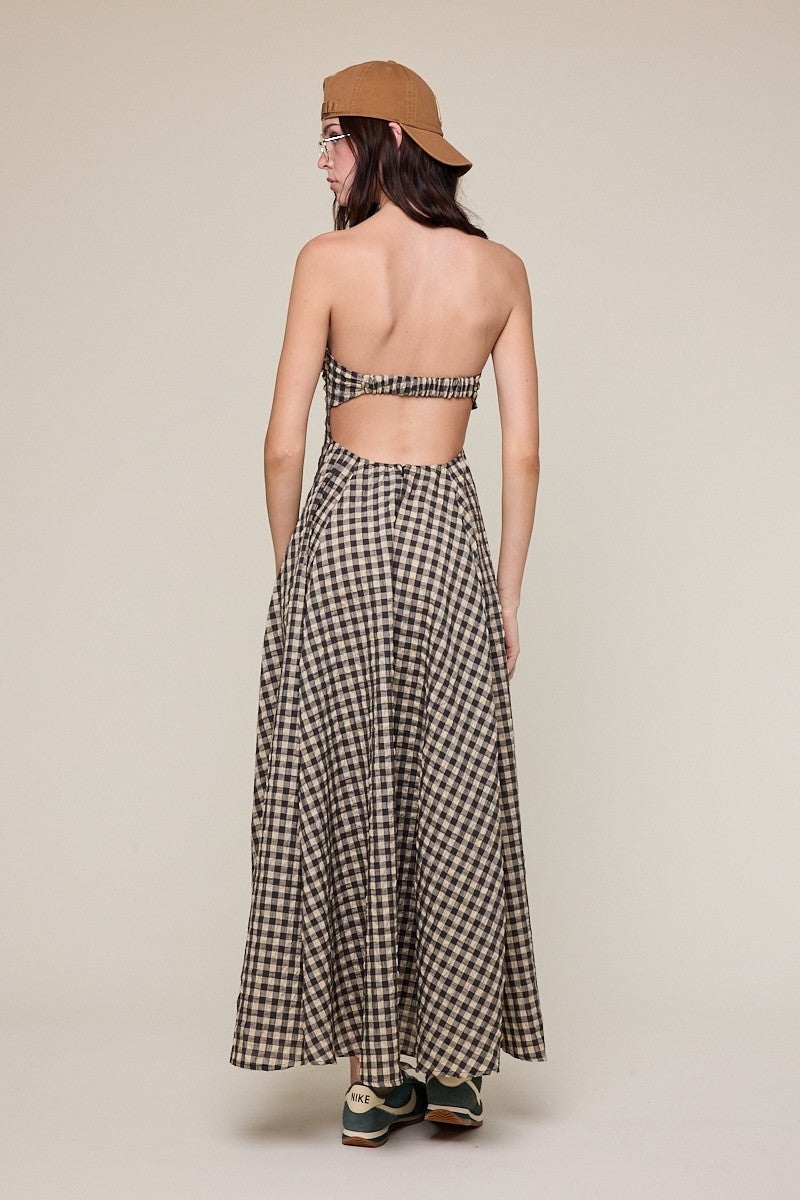 Gingham Girl Open Back Maxi Dress