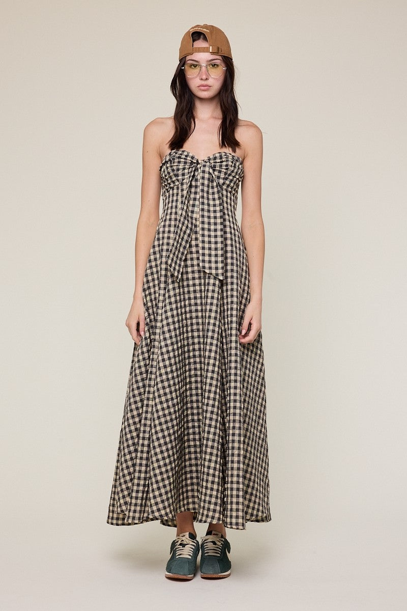 Gingham Girl Open Back Maxi Dress