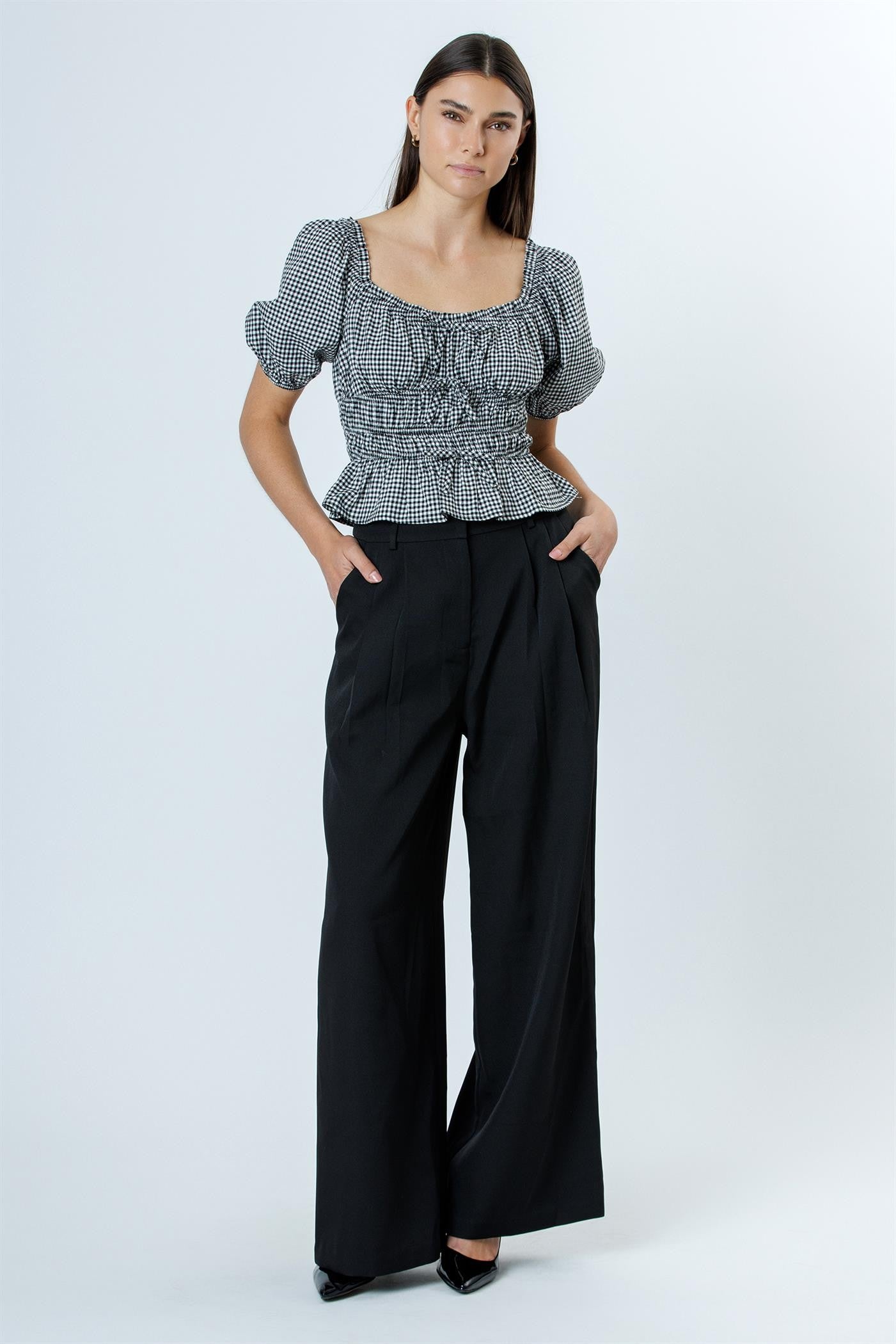 Gingham Darling Top (Black)