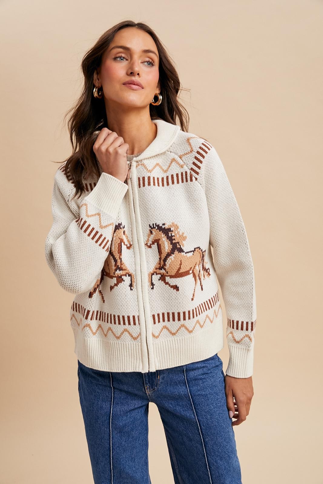 Wild Mare Knit Zip Up Cardigan