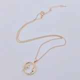 Hollow Star Moon Opal Gold Plated Necklace
