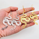 Gothic Hollow Snake Earrings Gold