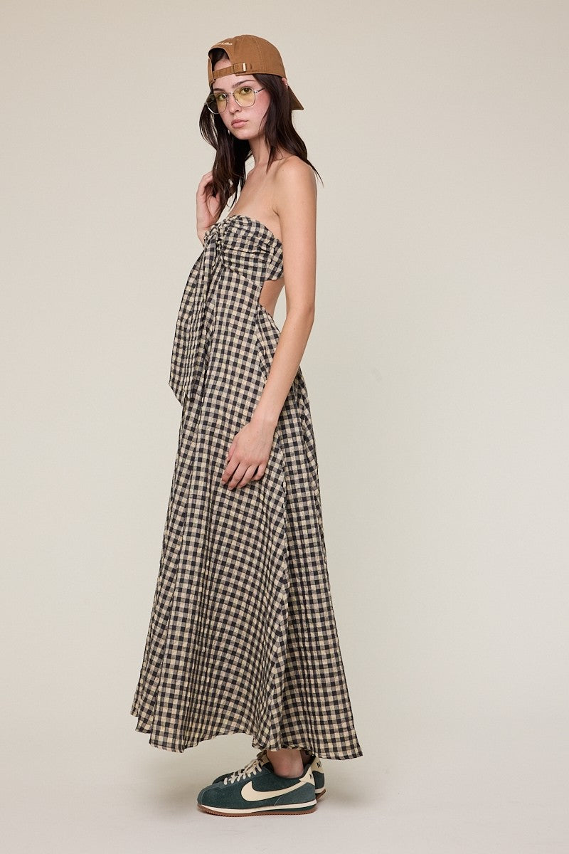 Gingham Girl Open Back Maxi Dress