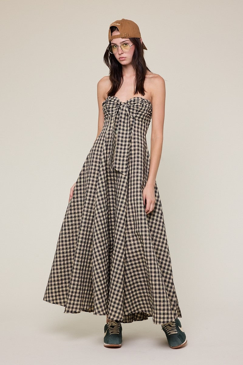 Gingham Girl Open Back Maxi Dress