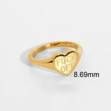 F*uck Off" Heart-Shaped 18K Gold Plated Ring
