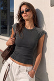 Washed Ribbed Fitted Top (Charcoal)