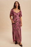 Burnout Velvet Flutter Maxi Dress