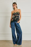 Iris Floral Stapless Top