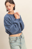 Everyday Cropped Sweatshirt (Dusty Navy)