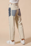Mid Rise Patchwork Pants