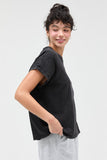 Capped Sleeve Mineral Wash T-shirt (Black)