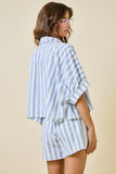 Striped Blue Shirt & Shorts Set