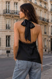 Lace Trim Halter Top (Black)