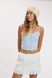 Linen Scallop Lace Mini Skort (Off White)