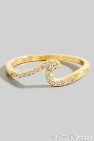 Gold Dipped Delicate Studded Wave Ring