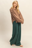 Flowy Knit Drawstring Pants (Dark Green)