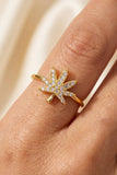 Gold Dipped Pave Mari Leaf Ring
