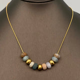 Natural Stone Beaded Charm Necklace