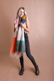 Color Block Soft Faux Mohair Scarf