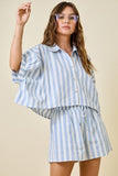 Striped Blue Shirt & Shorts Set