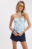 Stacy Floral Tie Back Tube Top (Blue)