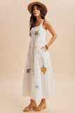 Embroidered Summer Print Maxi Dress