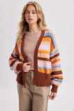 Grace Colorblock Striped Cardigan (Mocha/Sunkist)