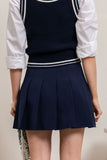 Cassi Pleated Mini Skirt (Navy)