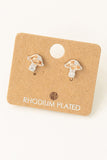 Mini Rhinestone Mushroom Stud Earrings (Silver)