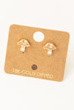 Mini Rhinestone Mushroom Stud Earrings (Gold)