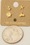 Gold Dipped Mini Sea Life Stud Earrings Set