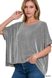 Ribbed Oversized Short Sleeve Top (Black)