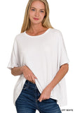 Ribbed Oversized Short Sleeve Top (White)
