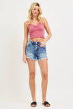 High Rise Side Hem Shorts